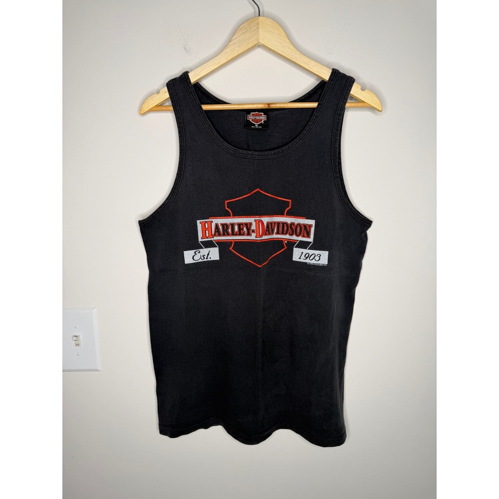 Vintage 90s 1992 Harley Davidson Detroit Tank Top Mens Medium Biker Holoubek USA